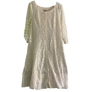 Boulevard de Paris Midi Dress White Lace Women Size 24